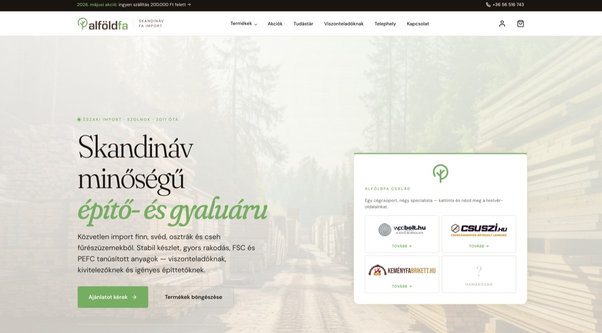 Alföldfa – skandináv fa import webáruház